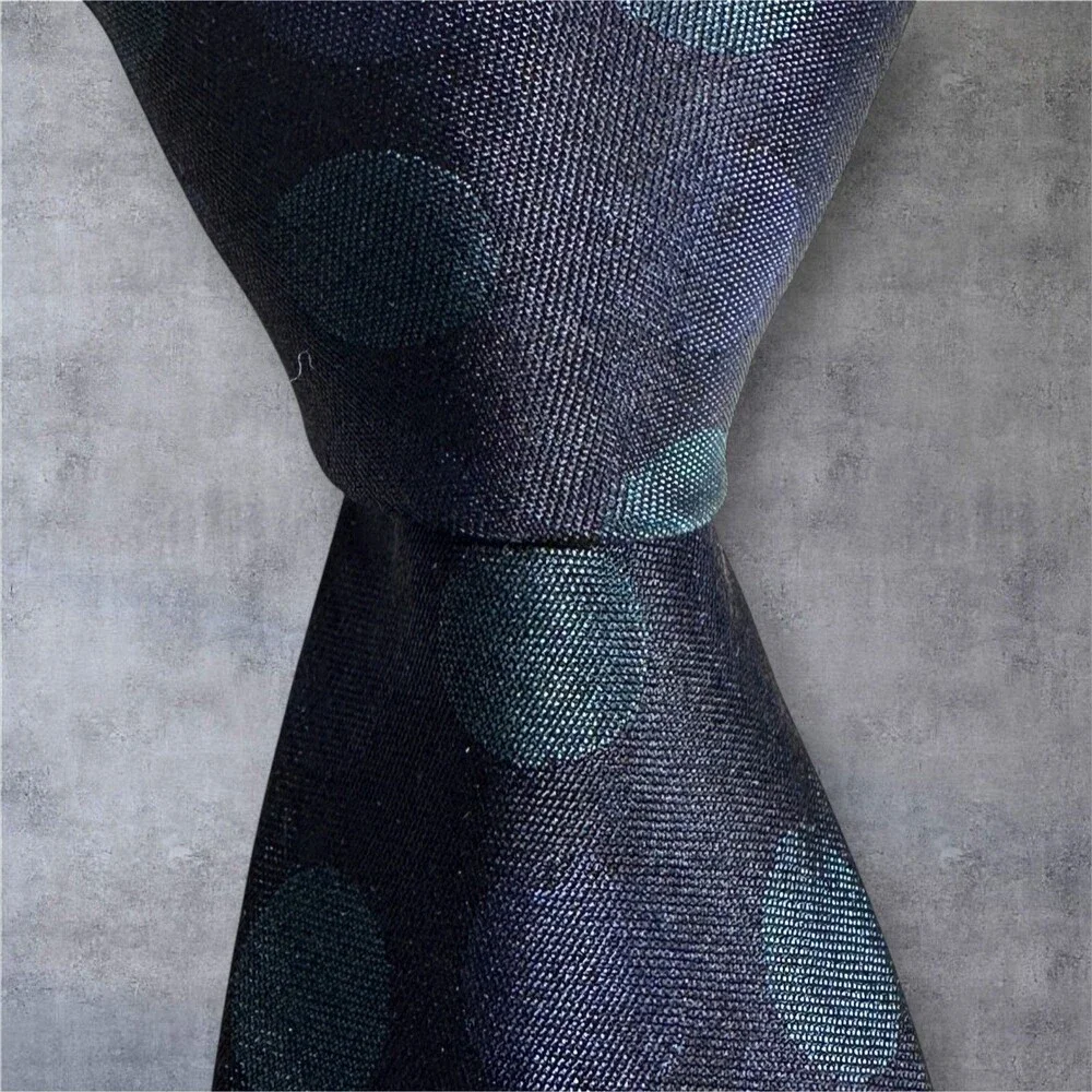 Dior Navy Blue Polka Dot Silk Tie